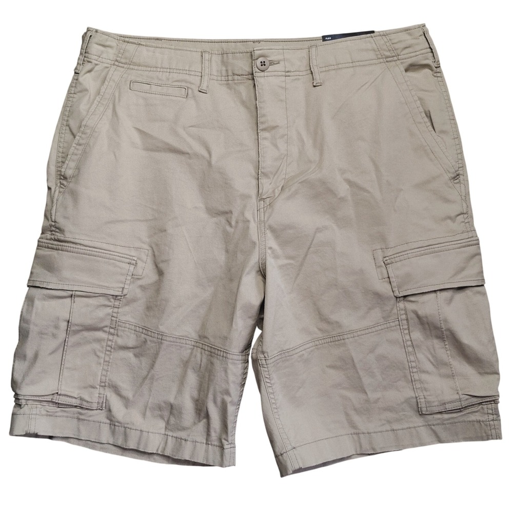 American Eagle Cargo Shorts Mens 38 Khaki NEW Lived-In Flex Cotton Utility